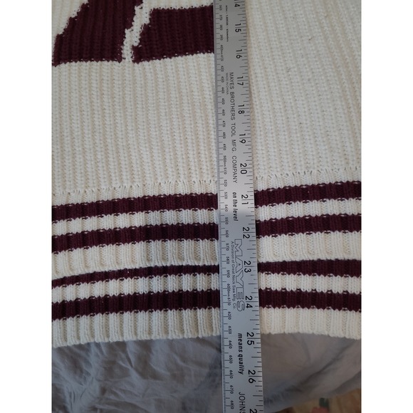 Hollister Women's SZ Sm Varsity mock neck sweater cream/burgandy relaxed preppy - Picture 7 of 10